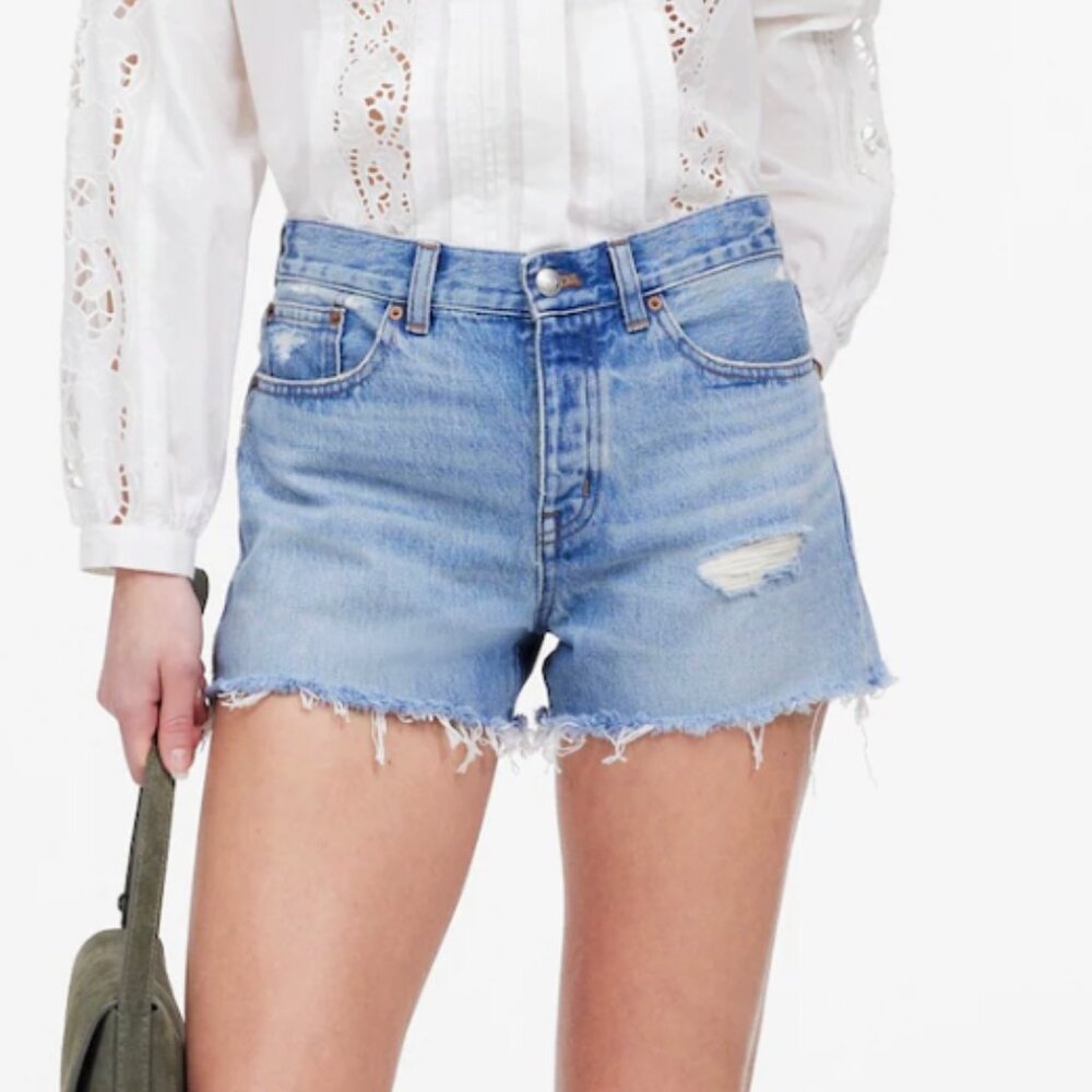 Madewell Brynn Light Blue Distressed Jean Shorts